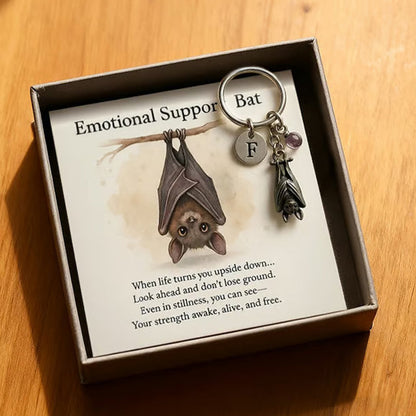 ⏳Time-limited Special⏰Keychain with a bat providing emotional support and a card with a message